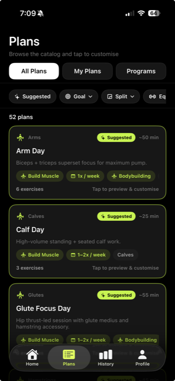 ZELOS plans catalog of strength programs